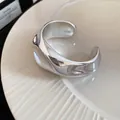 Silver irregular wrinkled open cuff bracelet with a minimalist aesthetic design - 不规则褶皱款(HB4935) / Silver