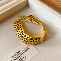 Vintage French style gold square bracelet with leopard pattern and toggle clasp - 45 Bracelet - Gold