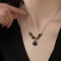 Vintage tiger eye stone pendant necklace with sleek silver chain for luxury style - Tiger Eye Snake Chain Pendant (28#) / Silver