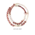 Elegantes zweilagiges Perlenarmband-Set mit rosa Katzenaugenstein und weißen Muschelperlen - 2# Armband - Katzenaugenstein Geschenkbox / Rosa-Weiß