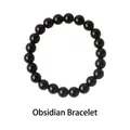 Echtes natürliches Obsidian-Armband mit hochglanzpolierten runden Edelsteinen - 7# Armband - Obsidian Geschenkbox / 8mm / Schwarz