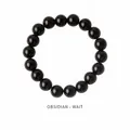 Hochwertiges poliertes Armband aus schwarzem Obsidian mit glatten runden Natursteinen - 8# Armband - Obsidian Geschenkbox / 10mm / Schwarz