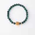 Elegantes Armband aus dunkelgrünen Natursteinen mit filigranem goldenem Blumenanhänger - Stil 9 Armband (Mit Exquisiter Geschenkbox) / 6mm / Grün
