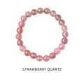 Natürliches Erdbeerquarz-Perlenarmband mit durchscheinenden rosa Kristallsteinen - 30# Armband (Exquisite Geschenkbox) / 6mm / Hellrosa