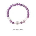 Natur-Amethyst und Quarz Perlenarmband mit Metallakzenten für den täglichen Gebrauch - Stil 31 Armband - Exquisite Geschenkbox / 6mm / Lila