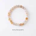 Elegantes Armband aus natürlichem Rutilquarz-Kristall mit goldenen Einschlüssen - Stil 33 Armband - Exquisite Geschenkbox / 6mm / Rotbraun