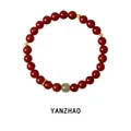 Rote Kristallperlenkette im neuen chinesischen Stil mit grüner Jadedetail und Goldteiler - Stil 41 (Mit exquisiter Geschenkbox) / Rot