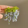 Elegante handgefertigte Blumen-Ohrhänger aus Rocailles mit Silbersteckern für Frauen - Gebraute Blumenquaste-Stil (1#) / Grün - Blau