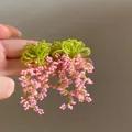 Exquisite handgefertigte pinke und grüne Perlenohrringe mit Blumenquasten für Waldstil - Rosa und Grün Blockfarben Blumenquaste (2#) / Grün-Rosa