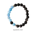 Handgefertigtes Armband aus Aquamarin und Obsidian mit gravierten Silberanhängern - 56# Armband - Aquamarin-Optik - Exquisite Geschenkbox / Schwarz-Blau