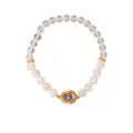 Elegantes Kristallperlenarmband im neuen chinesischen Stil mit lila Zirkon-Anhänger. - 58# Armband - Exquisite Geschenkbox-Set / Gold-Weiß