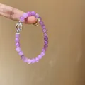 Eleganter Armschmuck mit lila Kristallperlen und Zirkonia-Blumendetail für Damen - Klare Amethyst Textur Stil (81) / 6mm (Exquisite Geschenkbox) / Lila