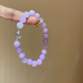 Elegantes lila Kristallperlenarmband mit einem funkelnden Anhänger in Form einer Zirkonia-Blume - 82# Armband - Exquisite Geschenkbox / 8mm / Lila