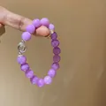 Lila Perlenarmband mit Kristallblumen-Akzenten für einen eleganten, feinen Look. - 83# Armband - Exquisite Geschenkbox / 10mm / Lila