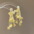 Elegant yellow petal tassel earrings with glass beads and silver needle - Floral Tassel (63#)