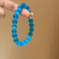 Leuchtend blaues Katzenaugen-Perlenarmband mit schimmerndem Lichteffekt, SKU-Variante - 88# Armband - Exquisite Geschenkbox / 10mm / Blau