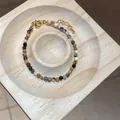 Elegantes mehrfarbiges facettiertes Kristallperlenarmband mit goldener Verlängerung - 93# Armband / Dunkelbraun