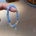Elegantes blaues Kristallperlenarmband mit schillernden Steinen und Goldanhänger - Geldbeutel-Anhänger Armband (95#) / Exquisite Geschenkbox / Blau