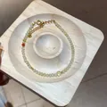 Elegantes Kristallperlenarmband mit hellgelben Steinen und verstellbarer Goldkette - Armband im neuen chinesischen Stil (96#) / Standardverpackung / Gelb