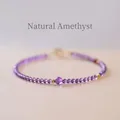 Elegantes lila Armband aus natürlichem Amethyst mit goldenen Akzenten für Damen - Armband im neuen chinesischen Stil (97#) / Exquisite Geschenkbox / Lila