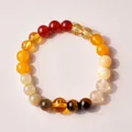 Eleganter Armband aus mehrfarbigen Kristallperlen mit Natursteinen und Glückssymbol - Multi-Edelstein Armband im neuen chinesischen Stil (104#) / Exquisite Geschenkbox / Gelb-Kaffee