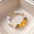 Elegantes handgefertigtes Kristallperlenarmband mit bunten Edelsteinperlen für Damen. - 105# Armband-Stil / 8mm (Mit Geschenkbox) / Gelb-Cremeweiß