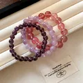 Elegante Kristallperlen-Armbänder in Lila und Rosa für die Modeschmuck-Kollektion - 107# Armband-Stil / 3-teiliges Set (Mit Geschenkbox) / Lila