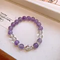 Elegantes Armband aus violetten und klaren Kristallperlen mit silbernen Akzenten - 108# Armband-Stil / 8mm (Mit Geschenkbox) / Lila