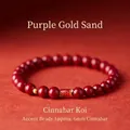 Neues rotes Zinnober-Armband im chinesischen Stil mit Koi-Anhänger und 6 mm lila Goldsandperlen. - 118# Zinnober-Koi-Stil / 6mm / Dunkelrot