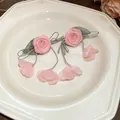 Pendientes artesanales de rosas de tela rosa estilo Mori con pétalos colgantes dulces - 18# Estilo de Borla de Pétalo Rosa / Rosa