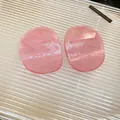 Pendientes de resina rosa con forma ovalada irregular y agujas de plata para diario. - 21# Estilo Irregular Rosa / Rosa