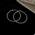 Classic minimalist large silver hoop earrings featuring high polished mirror finish - Shiny Polished Style / 5cm / Silver