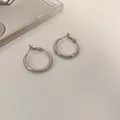 Elegant minimalist silver-colored metal hoop earrings featuring a polished mirror finish - 27# Silver Post Style (2.5cm)(27#) / 2.5cm / Silver