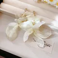 Pendientes de borla de flores estilo bosque con agujas de plata y diamantes - Estilo de Borla con Pétalos de Organza (114#) / Blanco
