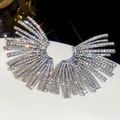 Sparkling rhinestone fan-shaped stud earrings in silver finish for luxury evening wear - 50# Steel Needle - Silver White