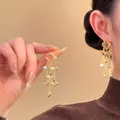 Exquisite sparkling zircon flower tassel earrings with luxury multi-layer clover design - 52# Silver Needle - Gold (Real Gold Plated)