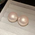 Eleganti orecchini a perno con perle rosa-viola e aghi in argento S925 in box. - Grande (2.4cm) / Rosa