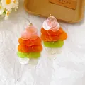 Pendientes de borla de lentejuelas de colores estilo Mori con agujas de plata de ley. - Estilo de Lentejuelas Multicolores en Capas de Tamaño Grande (94# Poste de Plata) / Multicolor