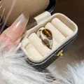 Vintage style silver-tone index finger ring featuring a brown oval cat's eye stone - 45# Silver-Coffee