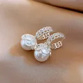Élégantes créoles plaquées argent avec perles pendantes et détails en dentelle - Créoles argentées creuses en perles artificielles (34#) / Argent