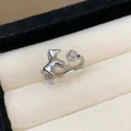 Exquisite detail of silver horse and star zircon open ring displayed in jewelry box - Horse Star Style (HR2940) / Silver