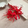 Red spider lily silk flower hair clip for sweet and elegant vacation hairstyles - Lycoris Radiata Shape - Single