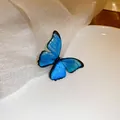 Elegant blue gradient butterfly hair clip with shimmering glitter finish for women - 34# Duckbill Clip (HH8413) / Blue