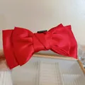 Elegant large red satin bow hair clip with high-end fabric texture for stylish hair accessories - 53# Red Satin Bow Claw Clip (Single Piece) / Red