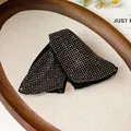 Elegant black fabric hair clips with sparkling rhinestones on a wooden tray decor - 58# Full Rhinestone 3D Hair Claw (Single Piece) / Black