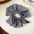 Elegant black and white checkered gingham fabric hair scrunchie for versatile daily styling - 59# Large Gingham Scrunchie (Single Piece) / Black and White Plaid