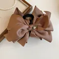 Elegant brown satin fabric bow hair claw clip with a sparkling rhinestone accent - 66# Hair Claw (Single) / Dark Purple