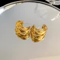 Eleganti orecchini a cerchio dorati multistrato irregolari con aghi in argento S925 - Anello Multistrato Irregolare Lucido (35#) / Oro