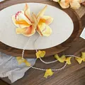 Elegant 3D yellow orchid flower hair clip with pearl chains and ribbons for summer - Yellow Orchid Beads - Spring Clip