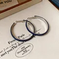 Chic silver hoop earrings with blue denim texture wrapping - Denim Fabric Wrapped Hoop Style (115#) / Blue
